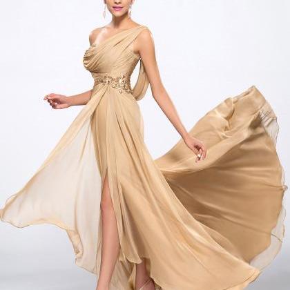 Sexy Golden Prom Dress,floor-length Evening..