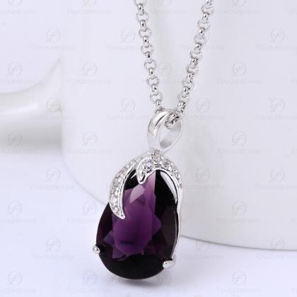 Double Moon-shaped With Gemstone Necklace
