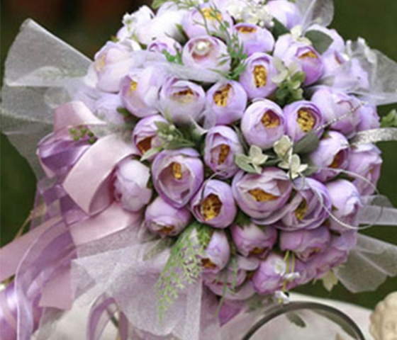 Charming Light Purple Silk Cloth Bud Wedding Bridal Bouquet